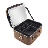 1ZIP SMALL ORGANIZER W/LED MIRROR DIAMOND BROWN