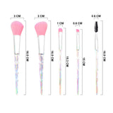 KL8018 5N1 MAKEUP BRUSH SET CRYSTAL
