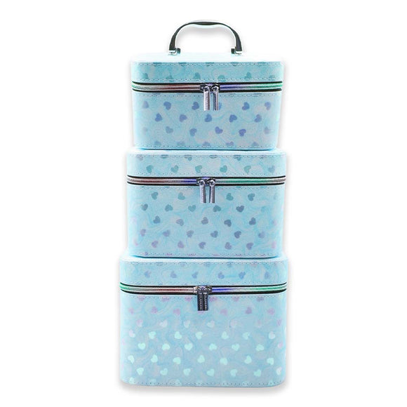 CX2862 GLITTERY HEART BLUE - MAKEUP BOX
