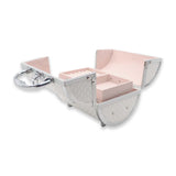 CX8410 WHITE VINTAGE ROUND MAKEUP TRAIN CASE