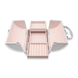 CX8410 WHITE VINTAGE ROUND MAKEUP TRAIN CASE