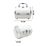 CX8410 WHITE VINTAGE ROUND MAKEUP TRAIN CASE
