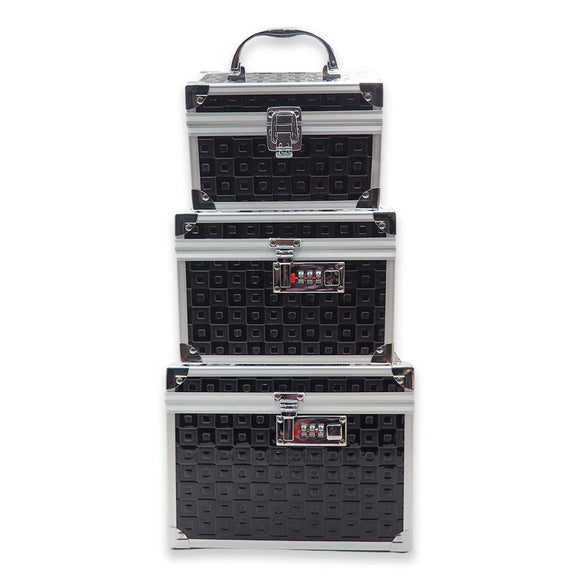CX2217 CLASSIC CUBIC BLACK DIGIT LOCK MAKEUP BOX