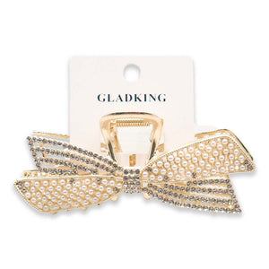 GK METAL LONG RIBBON HAIR CLAW W/ PEARL