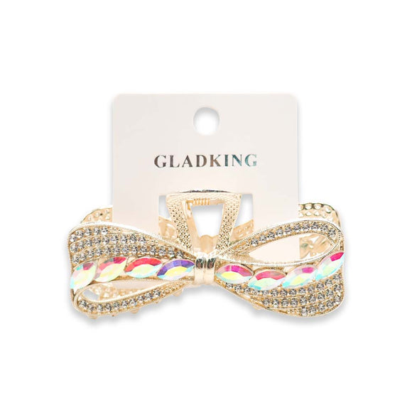 METAL RIBBON CROSS GEMS HAIR CLAW