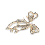 METAL LONG RIBBON TAIL HAIR CLAW W/ PEARL
