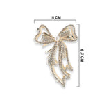 METAL LONG RIBBON TAIL HAIR CLAW W/ PEARL