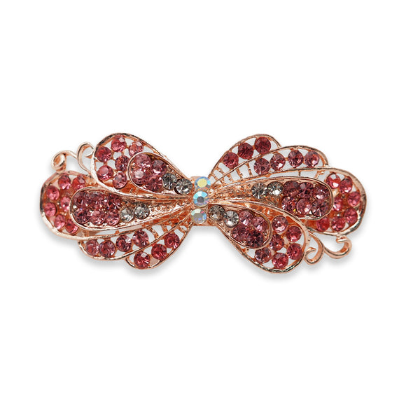RHINESTONE FLOWER BOW MEDIUM HAIR CLIP ASSORTED  COLOR
