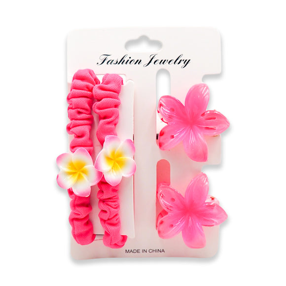 TWINS SMALL FLOWER HAIR CLAW WITH PONY TAILS