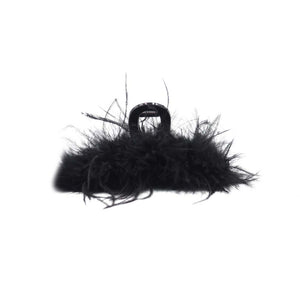 FEATHER GRIPPE HAIR CLAW BLACK