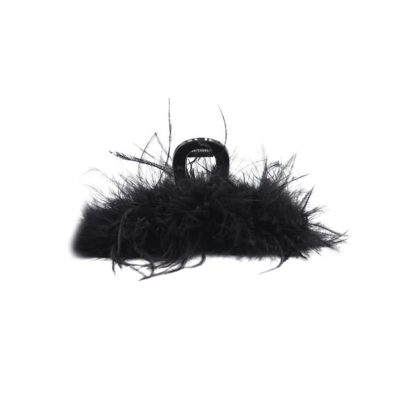 FEATHER GRIPPE HAIR CLAW BLACK