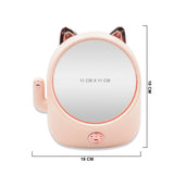 1011 LUCKY CAT MAKEUP MIRROR W/COSMETIC STORAGE PINK