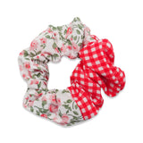 SPLIT DESIGN SCRUNCHIE FLORAL/CHECKERED