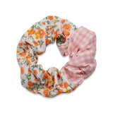 SPLIT DESIGN SCRUNCHIE FLORAL/CHECKERED