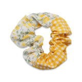 SPLIT DESIGN SCRUNCHIE FLORAL/CHECKERED