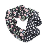 SPLIT DESIGN SCRUNCHIE FLORAL/CHECKERED