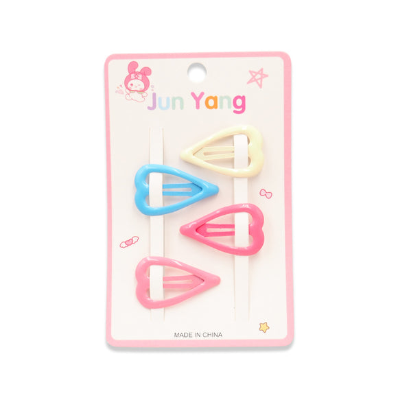 NO.6385 4PAIRS HEART COLRFUL HAIR CLIP