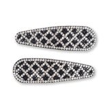 BULLET SHAPE CHECKERED STONE SNAP HAIR CLIP IN PAIR