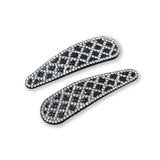 BULLET SHAPE CHECKERED STONE SNAP HAIR CLIP IN PAIR