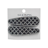 BULLET SHAPE CHECKERED STONE SNAP HAIR CLIP IN PAIR