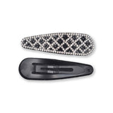 BULLET SHAPE CHECKERED STONE SNAP HAIR CLIP IN PAIR