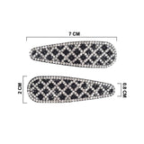 BULLET SHAPE CHECKERED STONE SNAP HAIR CLIP IN PAIR
