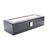 GLASS WINDOW CROCODILE SKIN JEWELRY BOX