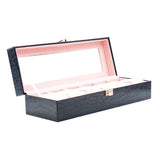 GLASS WINDOW CROCODILE SKIN JEWELRY BOX