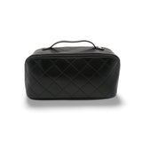 GLADKING Large Capacity Travel Cosmetic Bag for Women, Travelling Opens Flat PU Leather Makeup Bag