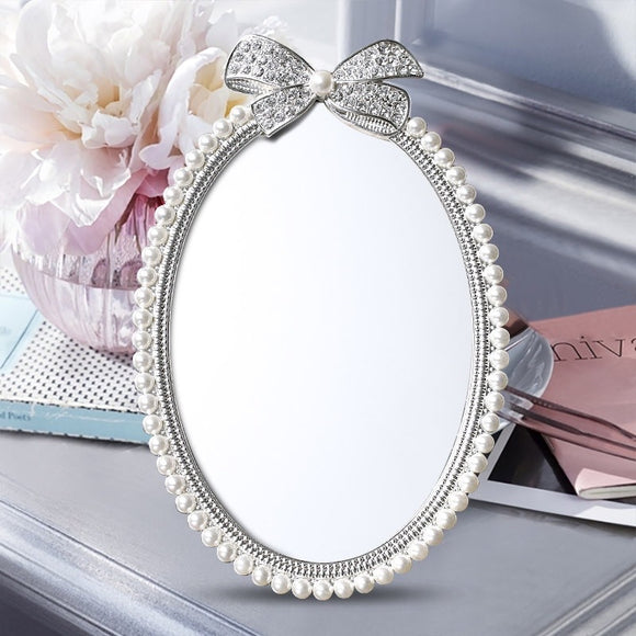 GLADKING Pearl Floral Frame Makeup Mirror With Table Stand