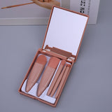 GLADKING 5 Piece Travel Makeup Brushes Set With Built-in Mirror Case
