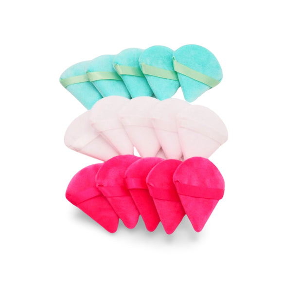GLADKING 15 Pieces Multi Color Soft Velour Triangle Powder Puffs for Loose Powder