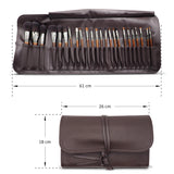 Wooden Brush Set with Leather folding Pouch
