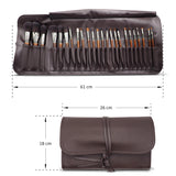 Wooden Brush Set with Leather folding Pouch