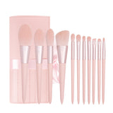 11pcs Nude Pink Makeup Brush Set w/ Ribbon Holder
