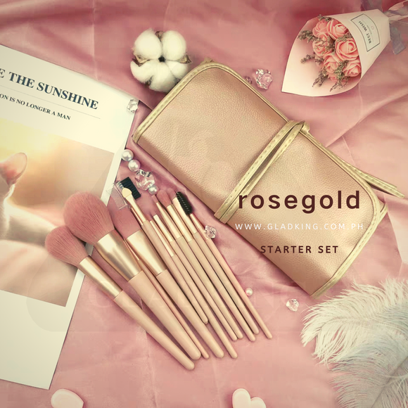 12pcs Makeup Brush Set with Pouch (Rose gold)