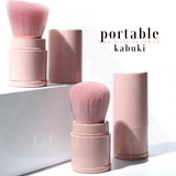 Portable Round Powder Kabuki Brush Crepe Pink w/ cap