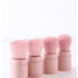 Portable Round Powder Kabuki Brush Crepe Pink w/ cap