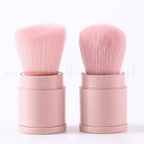 Portable Round Powder Kabuki Brush Crepe Pink w/ cap