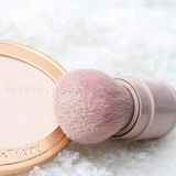 Portable Round Powder Kabuki Brush Crepe Pink w/ cap