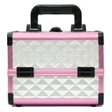 Portable Makeup Box with Mirror & Vertical Layers Diamond Silver