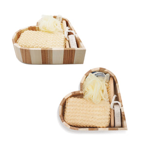 Heart Wooden Bath Tools - Set