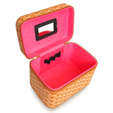 Zigzag Chevron Print Makeup Box Organizer w/ Mirror