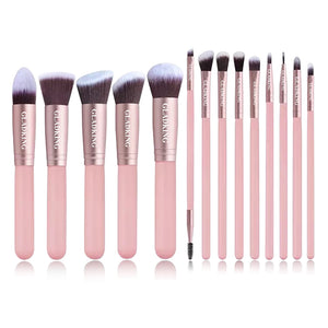 14 Pieces Matte Ferrule x Pink Brush Set