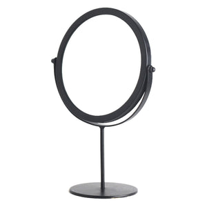 Black Metal Frame Round Mirror