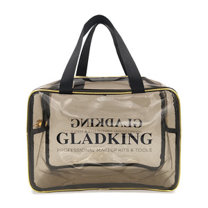 Gladking Handy Makeup Pouch Clear with Lining Gold