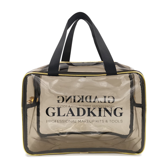 Gladking Handy Makeup Pouch Clear with Lining Gold