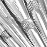11pcs Makeup Brush Silver with Dazzling Stone