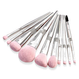 11pcs Makeup Brush Silver with Dazzling Stone