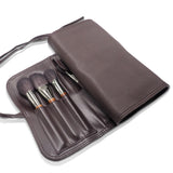 Wooden Brush Set with Leather folding Pouch